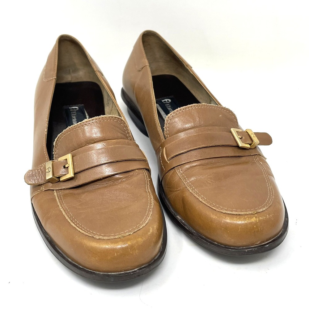 VTG Etienne Aigner Classic Loafers Shoes Size 6.5 Buckle Career Preppy Brown